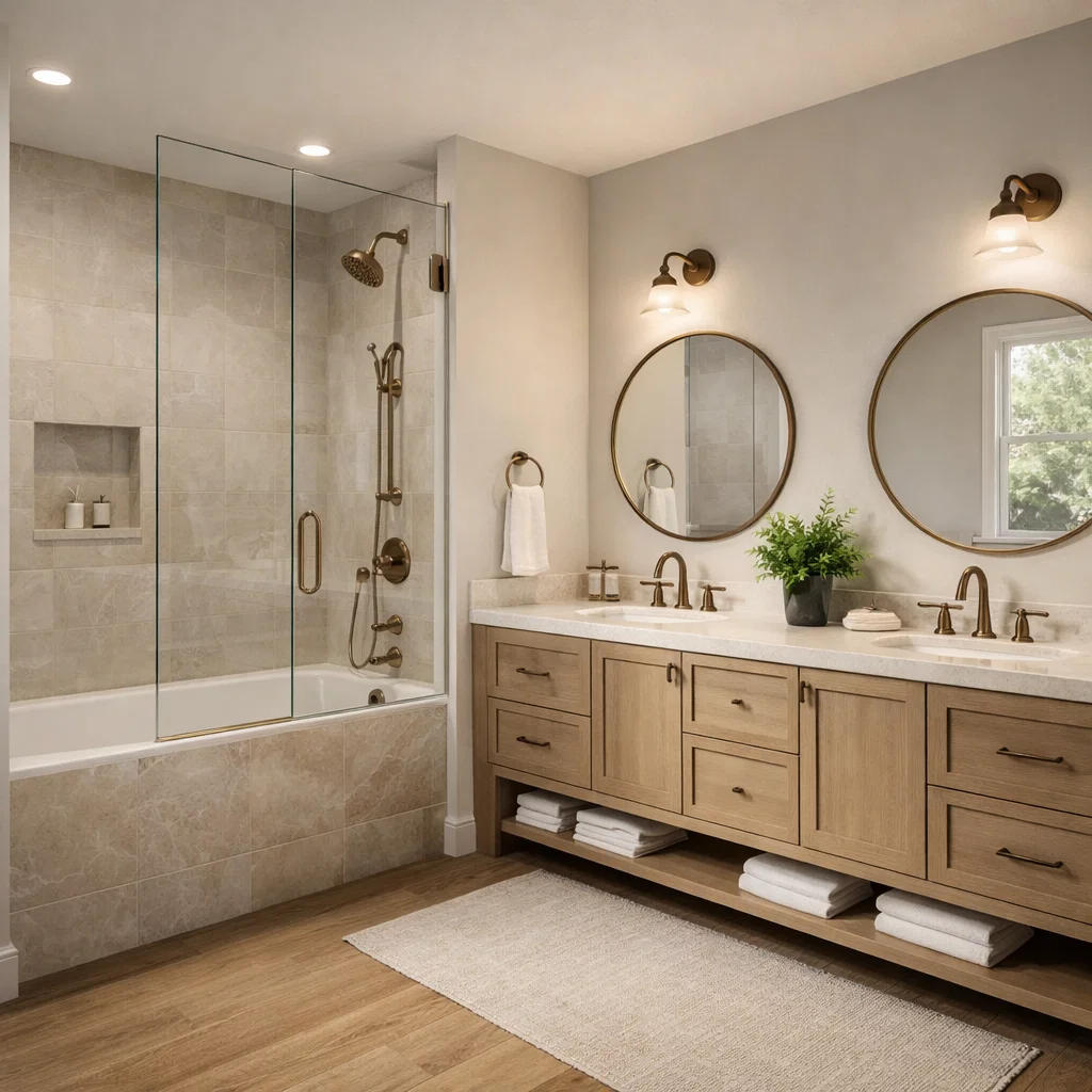 Residence rendering showing a bathroom